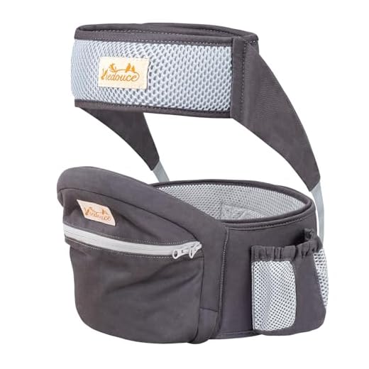 Viedouce Baby Hüftsitz Ergonomische mit Sicherheitsgurt Schutz,Reine Baumwolle Leicht und atmungsaktiv,Ergonomischer Leichte Taille Hocker Baby Hüftsitz für 6-36 Monate (Dunkelgrau)