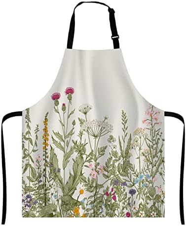 Wasach Cactus Apron, Tropical Watercolor Cactus Plants Apron,Adjustable Neck Bib Apron for Men Women,Suitable for Kitchen Cooking Waitress Chef Apron