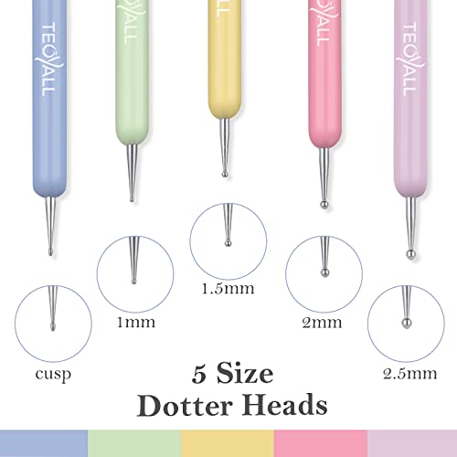 Teoyall Double Ended Nail Art Brushes, 5 Pcs Nail Design Painting Tools Including Nail Fine Liner Brushes And Nail Dotting Pens #TOP4