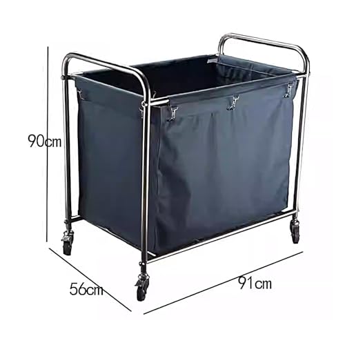 Chariot à linge à roulettes acier inoxydable design marron - 7