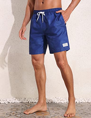 Unitop Mens Swimsuit Trunks Compression 7" Quick Dry Athletic Swimwear Shorts With Pockets Navy Blue 30 #TOP4