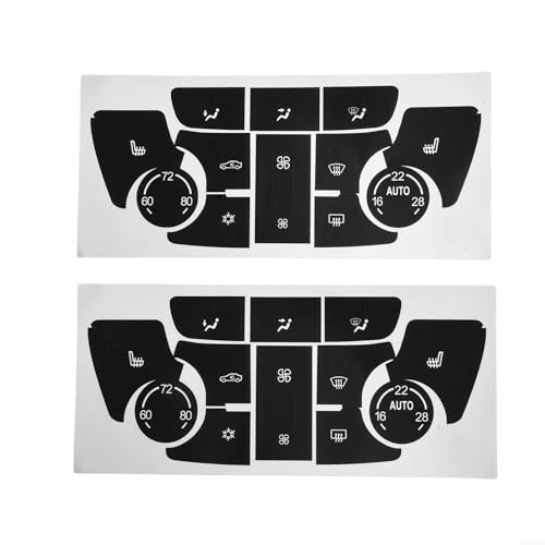 HVAC Climate Control Button Decal Repair Stickers For Buick,Verano 2013-2015 For Encore,2013-2015 Black With White Lettering, Interior Dashboard Push Button Replacements, 2 Pack