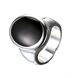 Material: Edelstahl HIJONES Herren Klassisch Oval Schwarz Epoxy Edelstahl Ring Größe 70
