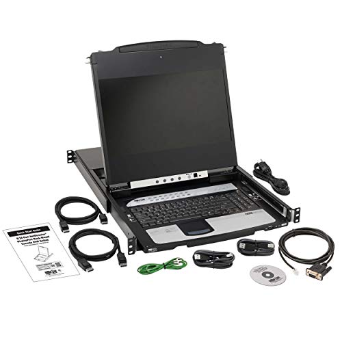 Image of Tripp Lite, 8-Port, NetDirector, DisplayPort, KVM, Switch, Console w / 17 in. LCD, Dual Rail, 1U Rack-Mount (B030-DP08-17D)