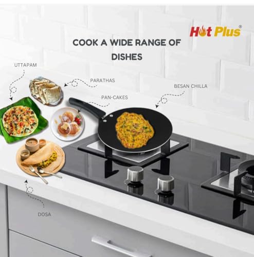 Image of Non-Stick Concave Tawa 23 cm 3mm Thick Heavy Base Induction & Gas Compatible Multi-Purpose Flat Pan for Roti, Chapati,Paratha, Dosa, Uttapam