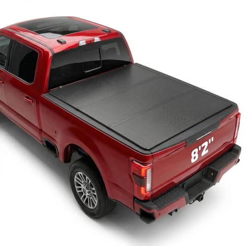 Image of BDFHYK Hard Tri-Fold Tonneau Cover for Ford F-250 F-350 Super Duty 1999-2026 8.2 FT Long Bed, Waterproof Low Profile Truck Bed Cover with Anti-Theft Lock, Easy Install for Camping and Work Trucks