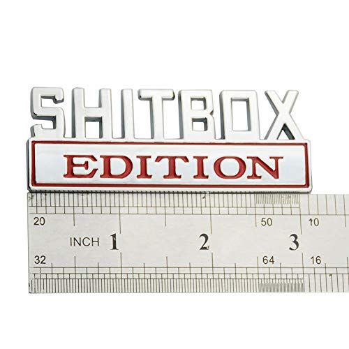 Image of 1x SHITBOX EDITION emblem 3D Fender Badge Decal Car Truck Replacement for Chevy Silverado 1500 2500 Chevrolet C10 C15 (Chrome Red)