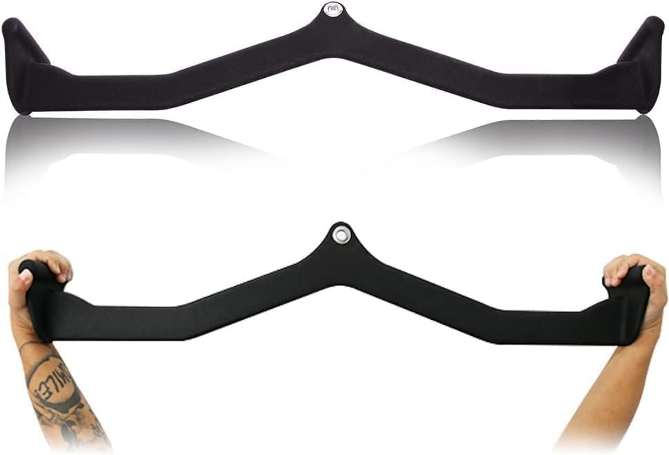 Image of LAT Pulldown Attachments - Mag Grips - Pull Down Bar - Cable Machine Rubber Coated Handles for Comfort and Grip (LAT Bar Wide)