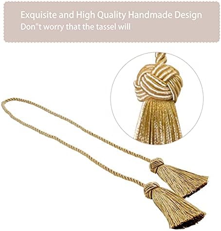 Curtain Tiebacks Curtain Tie Backs Rope Tassel Curtain Holdbacks Silver Gold Curtain Ties for Drape One Pair (Gold)