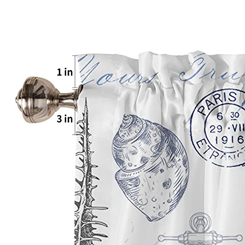 Yun Nist Coastal Curtain Valance For Windows,Nautical Starfish Blue Seaweed Window Toppers Valances,Underwater World Pocket Window Treatment Short Curtains For Kitchen Bathroom Bedroom 54X18In #TOP4