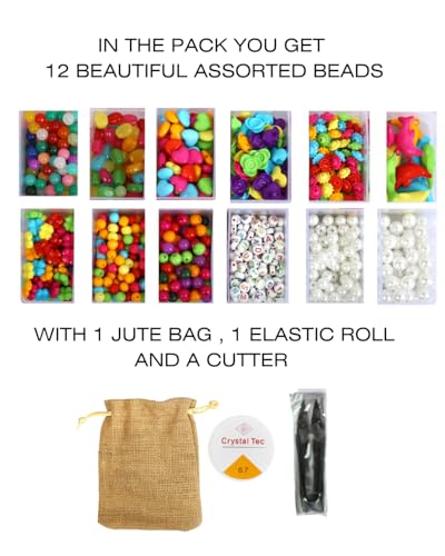 Image of Ambitieux 12 Types Of Colorful 900+ Pcs 8Mm Of Plastic Beads - Perfect For Crafting (All Color Beads),Multicolor