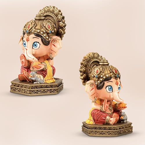 Image of Artarium Bal Ganesha Idol Resin Murti Lord Ganesha Statue Handcrafted Vinayaka Idol for Car Dashboard Home Mandir Office Desk Spiritual Decor Gift (Cute Bal Ganesha Idol - Multicolor)