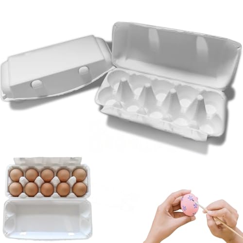 WOOGCSGO Eierkartons 10er Pappe, 20 Stück Eierschachtel, Eierschachteln 10er pappe mit Deckel, Im Bund je 20 Stk, Biologisch Abbaubar Eierschachteln für Eier (Weiß)