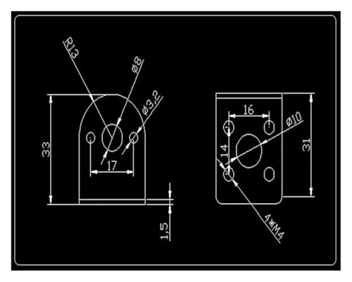 Support de moteur à engrenages aluminium 25 mm rigide et durable