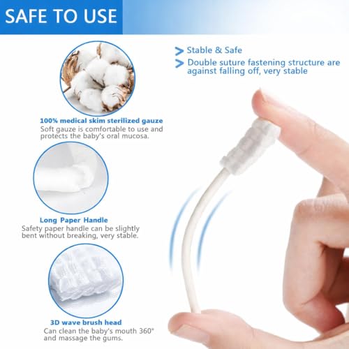 Image of Baby Tongue Cleaner Gauze, Baby Toothbrush Disposable Oral Cleaner, Toddler Toothbrush for Tooth Mouth Gum Clean, Infant Toothbrush Oral Cleaning Stick, Baby Oral Cleaner Newborn 30 Pcs