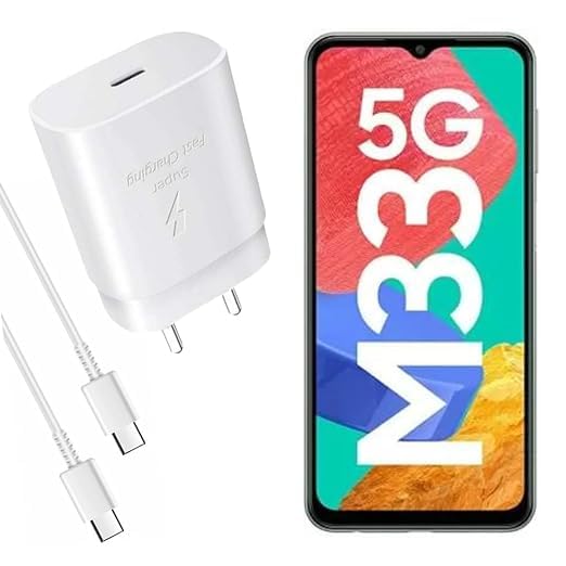 Image of Original Samsung M33 5G Charger 25W Dock Adapter Charging with High-Speed Cable White