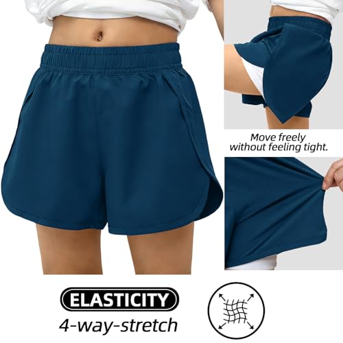 Image of MEILONGER Girls Swim Shorts 2 in 1 Bathing Suits Kids Quick Dry Boardshort Bottoms Swimming Swimwear with Compression Liner