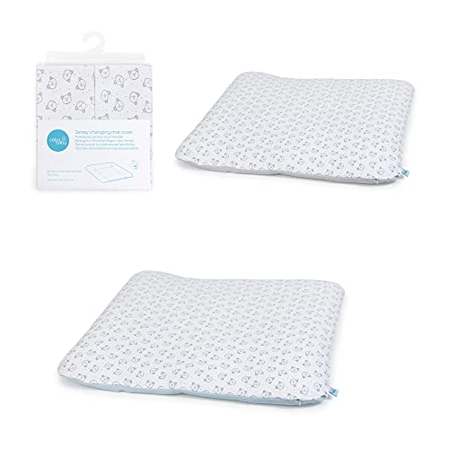 Ceba Baby Funda para cambiador - Juego de 2 fundas para cambiador suave en tamaño 75 x 72 cm con cremallera - algodón jersey extragrueso - oso de peluche + oso de peluche Cover