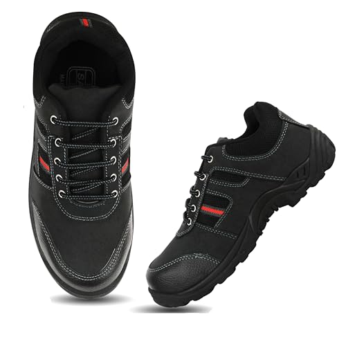 Image of ELECANT Lace-up Steel Toe Safety Shoes for Factory and Industrial Work for Men