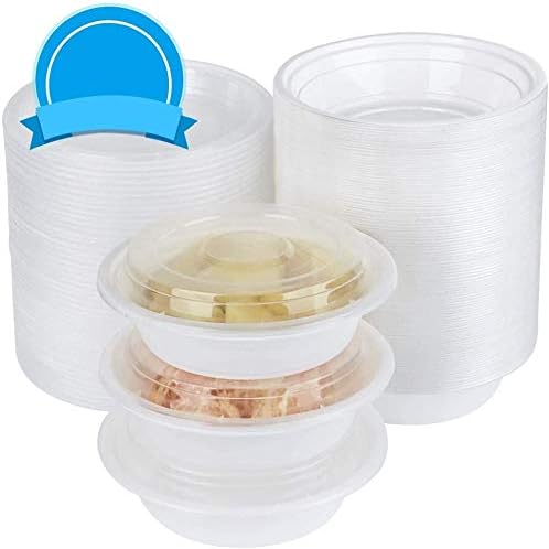 Disposable Plastic Bowl with Lids, Salad Bowl with Lids - 50 count. (16 oz)