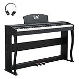 Glarry Piano numérique 88 touches Lestées, Piano Électrique avec Enregistrement Audio&MIDI Bluetooth, Transposition, Accompagnement du Volume, Accordage/Force, Idéal pour Famille & Enseignement (Noir)