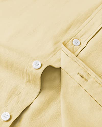 Image of Alimens & Gentle Mens Solid Oxford Shirt Long Sleeve Dress Shirt Work Casual Button Down Shirts with Pocket