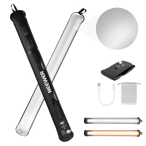 NEEWER Basic 21W Handheld LED Fill Light 35.5'/90cm, Bi Color Portable Inflatable TPU Video Lighting, 2700-6500K 1300Lux 12 Effects CRI95 2500mAh Battery, for Studio Photography Video Recording, GC21B