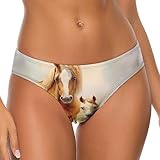 Horse Mare and Little Foal Women's Thong Briefs Sexy Underwear Low Rise Bikini Panties