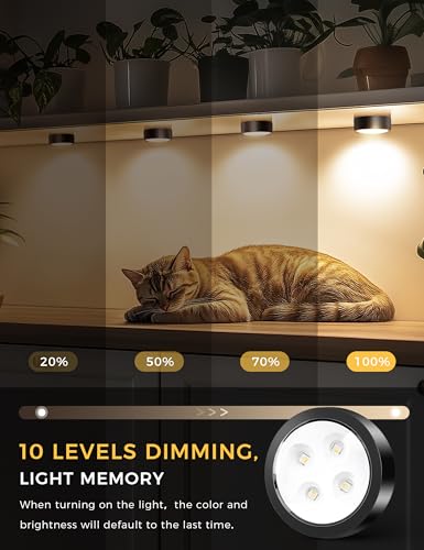 Image of Push Lights with Remote 6-Piece Battery-Powered LED Hockey Puck Lights, Wireless Under-Cabinet & Baseboard Illumination, Dimmable & Color-Changing (2 Pack Black, Color)