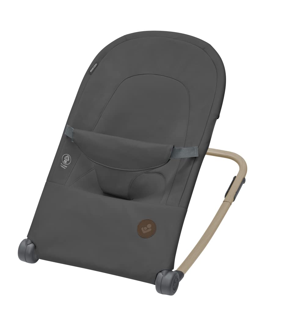 Maxi-Cosi Loa Baby Rocker, plegable ultracompacto, mecedora ligera, dos posiciones reclinables, mecedora portátil con telas 100% recicladas, 0 - aprox. 6 meses, 0-9 kg, más allá del grafito