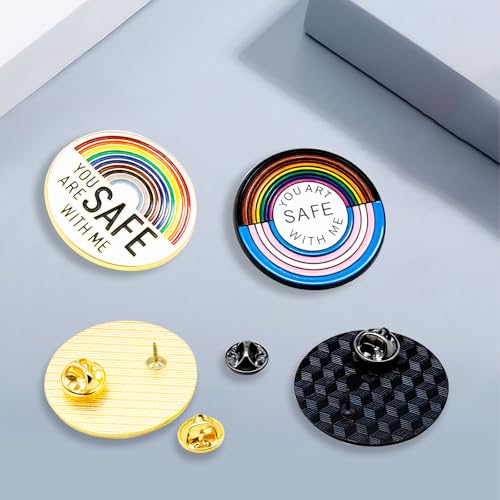 Image of 4PCS You Are Safe with Me Pins,Pride Pins,LGBTQ Safe Pin,Rainbow Ally Pin,Enamel Pins Accessories Doctor Nurse Medical Students for Backpack Clothing Hat Decoration