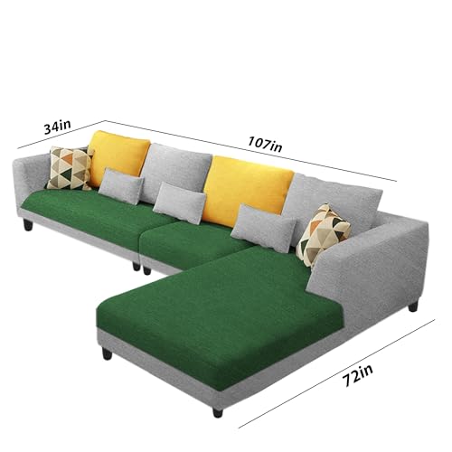 Image of Galib RHS 6 Seater L Shape Sofa Set for Living Room (Green Grey Fabric) Premium Fabric Sofa