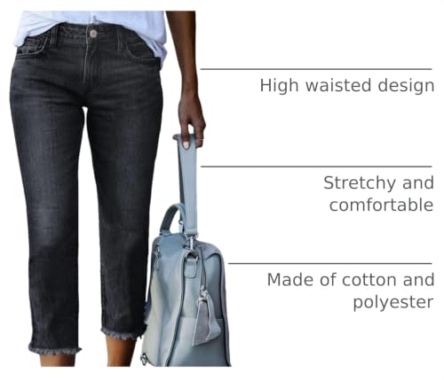 Image of Sidefeel Women's High Waisted Straight Leg Jeans Capri Denim Pants