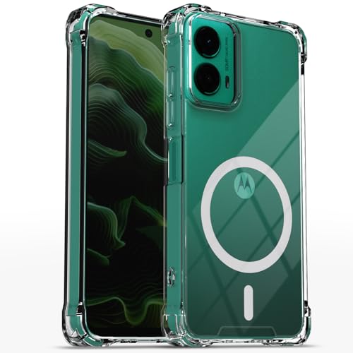 Image of Amazon Basics Back Cover for Motorola Moto G45 5G Mag-Safe Shockproof PC + TPU Protective Case Magnetic Support Bumper Case (Transparent Mag-Safe)