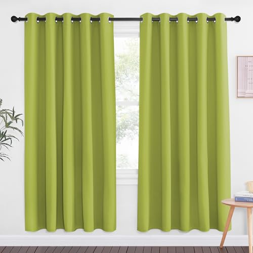 NICETOWN Fresh Green Blackout Curtains for Bedroom 72 Inches Long, Thermal Insulated Room Darkening Grommet Window Curtains for Living Room Nursery, 66 inch x 72 inche, 1 Panel