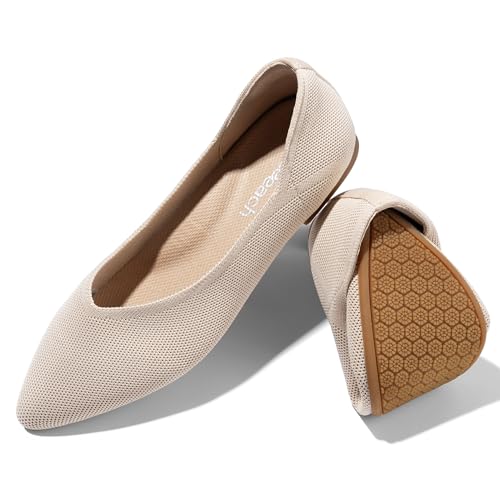 Image of Women Flats Non Slip Work Shoes Slip-On Pointed Toe Ballet Knit Softable Casual Business Flats Comfortable Dressy for Women
