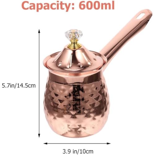 Hopbucan Türkischer Kaffeekocher, Kupfer Kaffeekocher, Teekocher, Milchwärmer, Heißer Schokoladenkocher, Butter-Schmelztiegel, 600 Ml, Roségold, Hohe Qualität