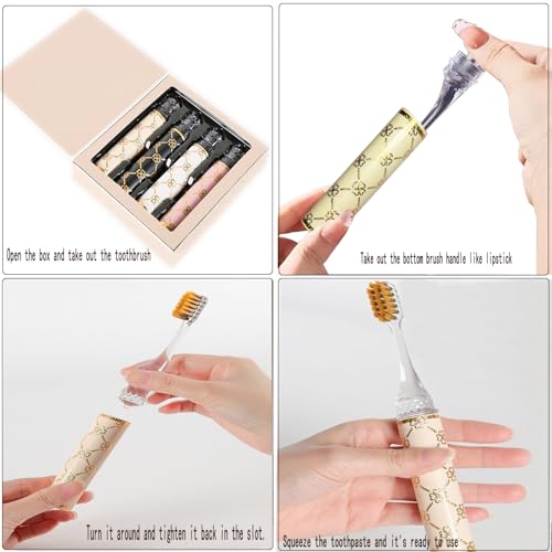 Reisezahnbürste,4er-Pack Reisezahnbürste Klappbar Mit Etui, Ideal Für Travel Toothbrush, Camping & Geschäftsreisen