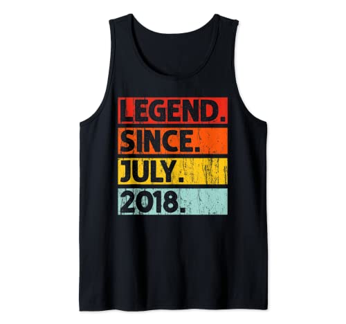 4th Birthday Gifts Legend Since July 2018 4 Years Old Camiseta sin Mangas