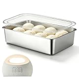 Pizzaballenbox mit Deckel, Pizzateig-Gärbox aus Edelstahl 36×27×10CM