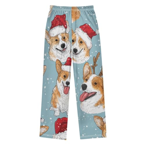 Corgi Dog Snow Boys Long Pants Soft Trousers Elastic Waist Kids Lounge Bottoms with Pockets S-XL2