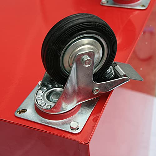 Bderkz 7 Schublade Schiebewerkzeugkiste Schwerlast Stahl Rollen Werkzeugkasten Wagen mit Rädern und Schließsystem, Perfekt Werkzeug-Organizer für Garagenlagerung, Rot – Bild 5