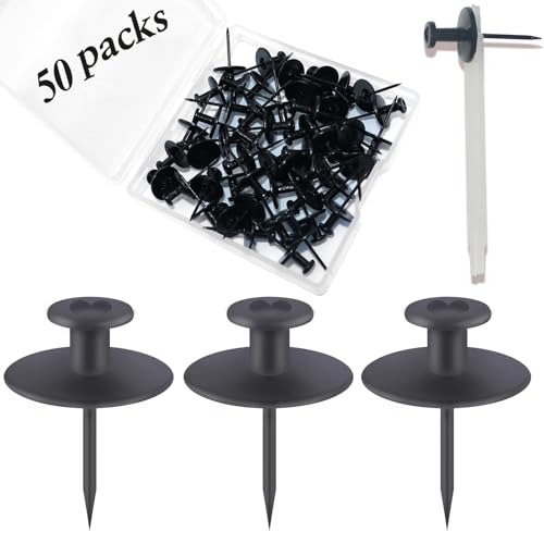 50 PCS Push Pins Picture Hangers Wall Hooks, Double Headed Thumb Tacks for Wall Hangings, Renter Friendly Decor Small Picture Frame Hangers for Drywall Cork Board Home Office Photo Decorations(Black)