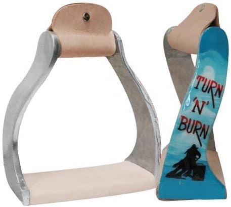 Showman Lightweight Twisted Angled Aluminum Stirrups w/Painted Turn 'N' Burn Design