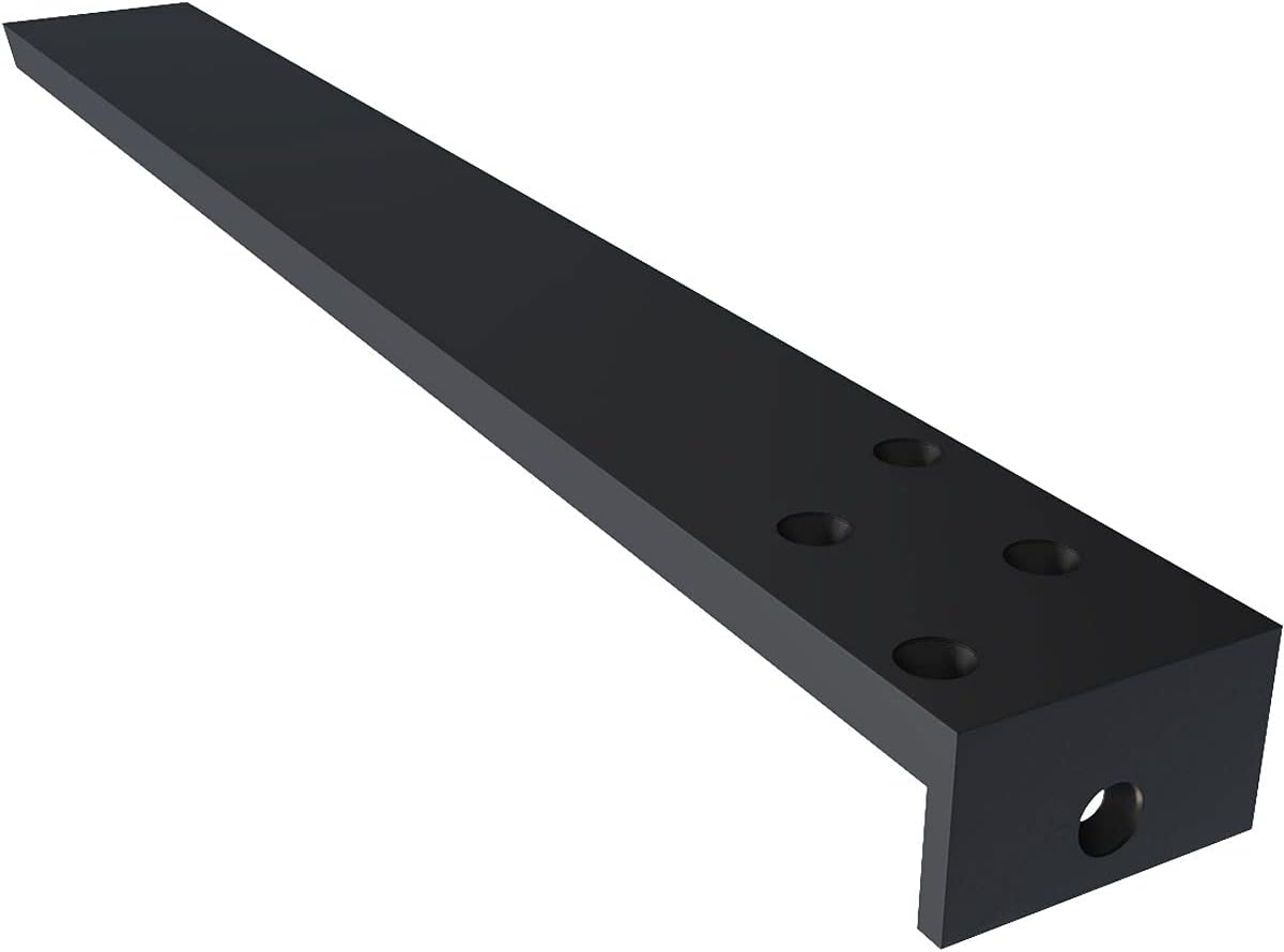 2 1/2"W x 20"D x 1 1/2"H Hidden Floating Steel Heavy Duty Bracket w/Flange, Powder Coated Black