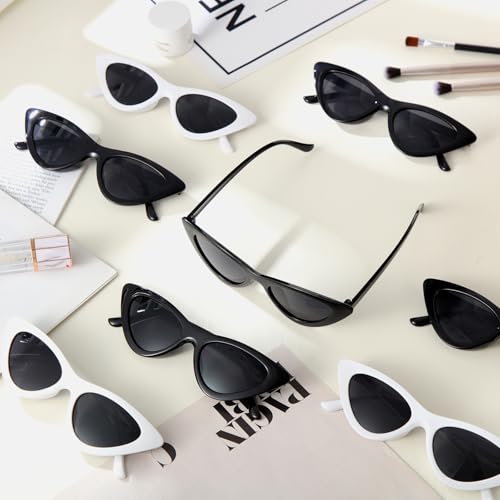 12 Pairs 80s Cat Eye Cyber Visor Sunglasses Cat Eye Shield Glasses Accessories for Women Men Future Style Costume Cosplay3