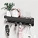 SchlüSselbrett mit Ablage, Modern SchlüSselhalter Wand, 6 Haken Selbstklebend SchlüSsel Organizer, SchlüSselhaken SchlüSselboard Aufbewahrung für Wohnzimmer Schlafzimmer KüChe Badezimmer, Schwarz