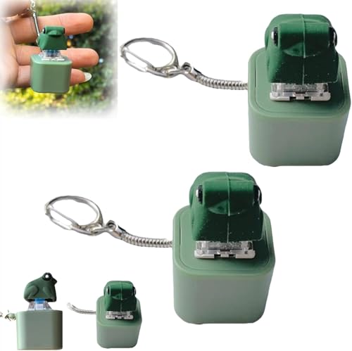 Frog Croaking Fidget Keychain, Rechargeable Croaking Frog Pig Toy with LED Lights and Realistic Sounds, Portable Stress Reliever and Anxiety Relief for All Age (Green_2PCS)