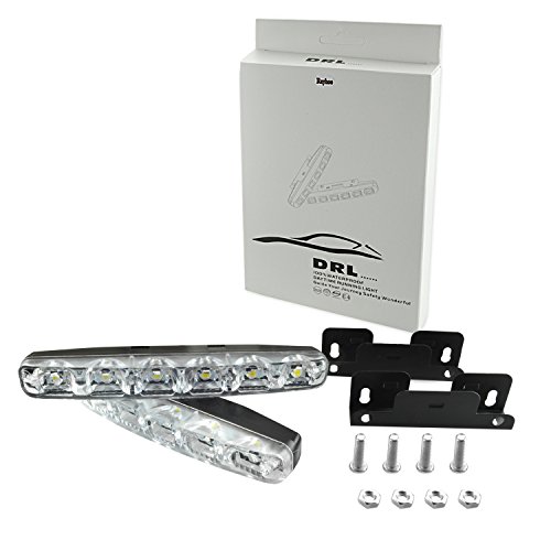 Rayhoo 2 Pcs Set Waterproof High Power 6W 12V 6000K Xenon Slim Cob Led Drl Daylight Driving Daytime Running Light Lamp For Car Suv Sedan Coupe Vehicle Universal (Xenon White) #TOP4