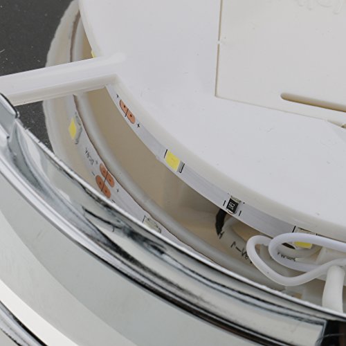 Sharplace Round Double-Sided Swivel Wall Mount Vanity Mirror LED Lighted with 5x Magnification Extension Pole for Counter Home Bathroom Shaving Makeup